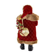 Heritage Mikulás figura hátulnézet – arany puttonnyal és piros dekorációkkal