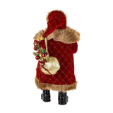Heritage Mikulás figura hátulnézet – arany puttonnyal és piros dekorációkkal