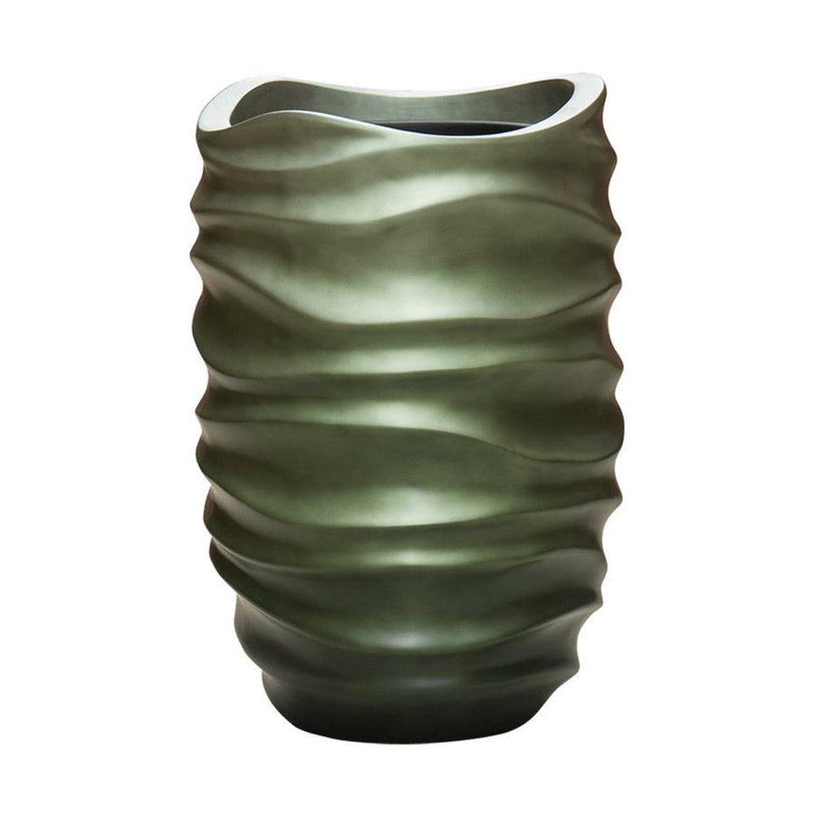 BAQ Gradient kézzel készített kaspó Forest Green színben – zöld színátmenetes felülettel, hullámos dizájnnal.