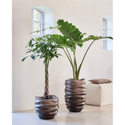 Modern belső tér BAQ Gradient Matt Coffee kaspókkal és növényekkel