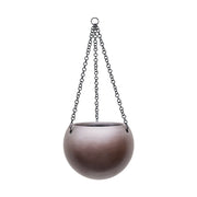 Matt Coffee színű BAQ Gradient függeszthető kompozit kaspó három láncos felfüggesztéssel, gömb forma, 24 cm átmérő, 19 cm magas.