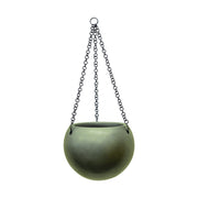 BAQ Gradient függeszthető kompozit kaspó Forest Green színben, gömb formában, három láncos felfüggesztéssel, Ø 24 cm, 19 cm magas.
