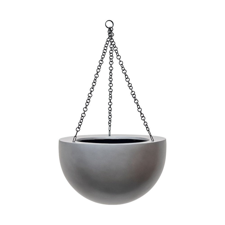 BAQ Gradient függeszthető gömb kaspó Matt Grey színben, fekete lánccal, kis méretben.