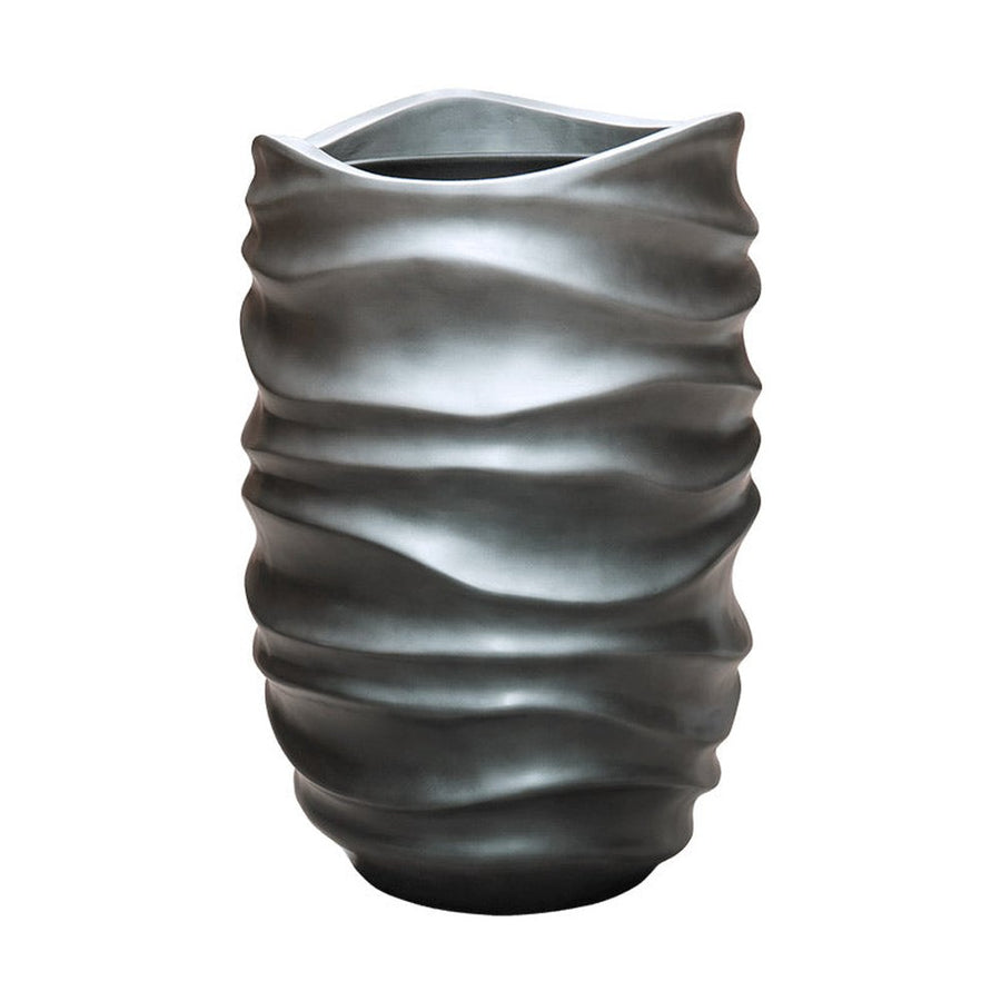 Plasztikus formájú, belső ültetőkaspóval ellátott, szürke színű, dizájn műgyanta kaspó