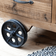 Loft stílusú, jegenyefenyőfából és fémből készült, 20 fiókos komód