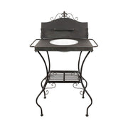 Vintage stílusú, antikolt sötétbarna színű, fém mosdóállvány lavorral