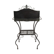 Vintage stílusú, antikolt sötétbarna színű, fém mosdóállvány lavorral