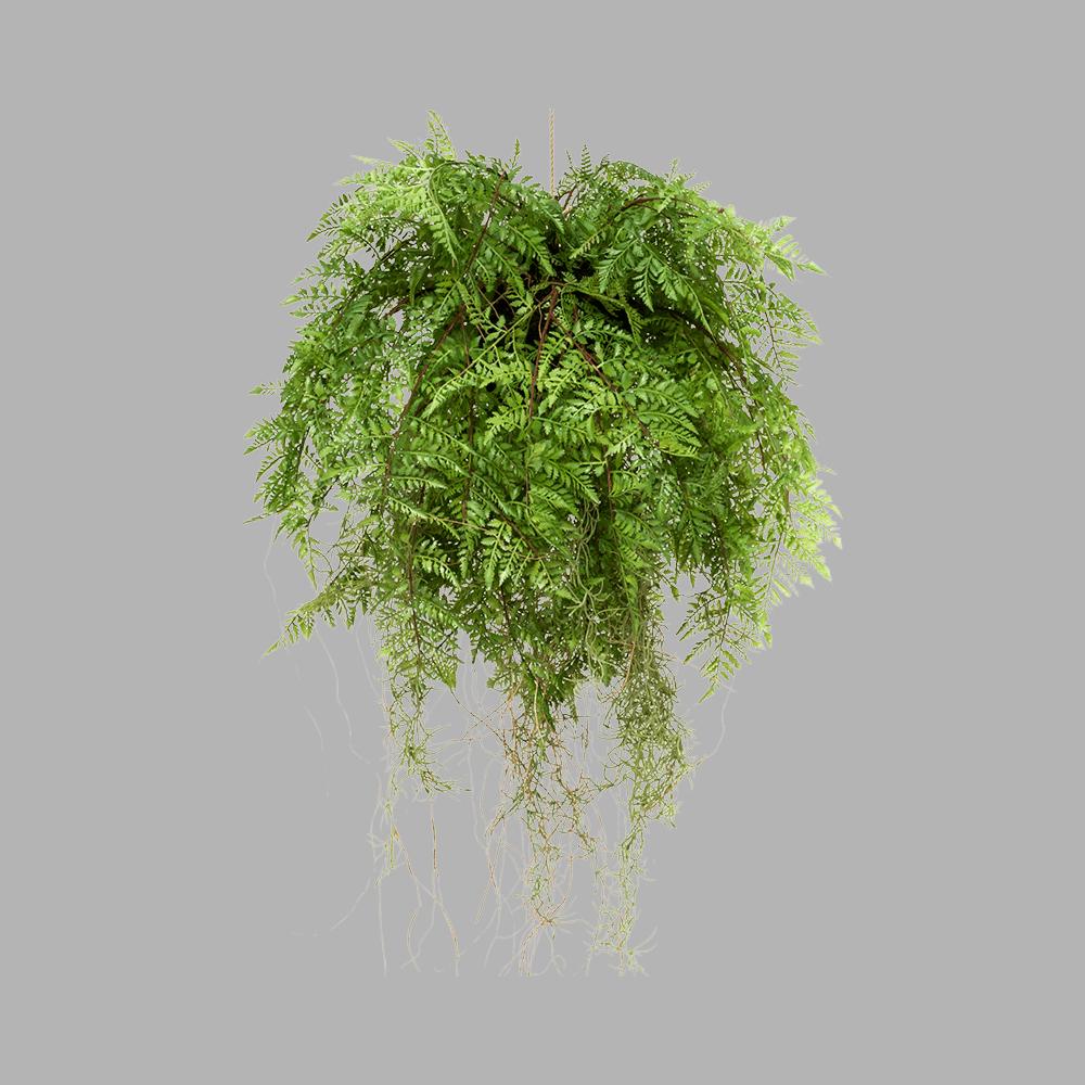 Élethű megjelenésű, 55 cm hosszú, függeszthető kialakítású, páfrány műnövény dekoráció