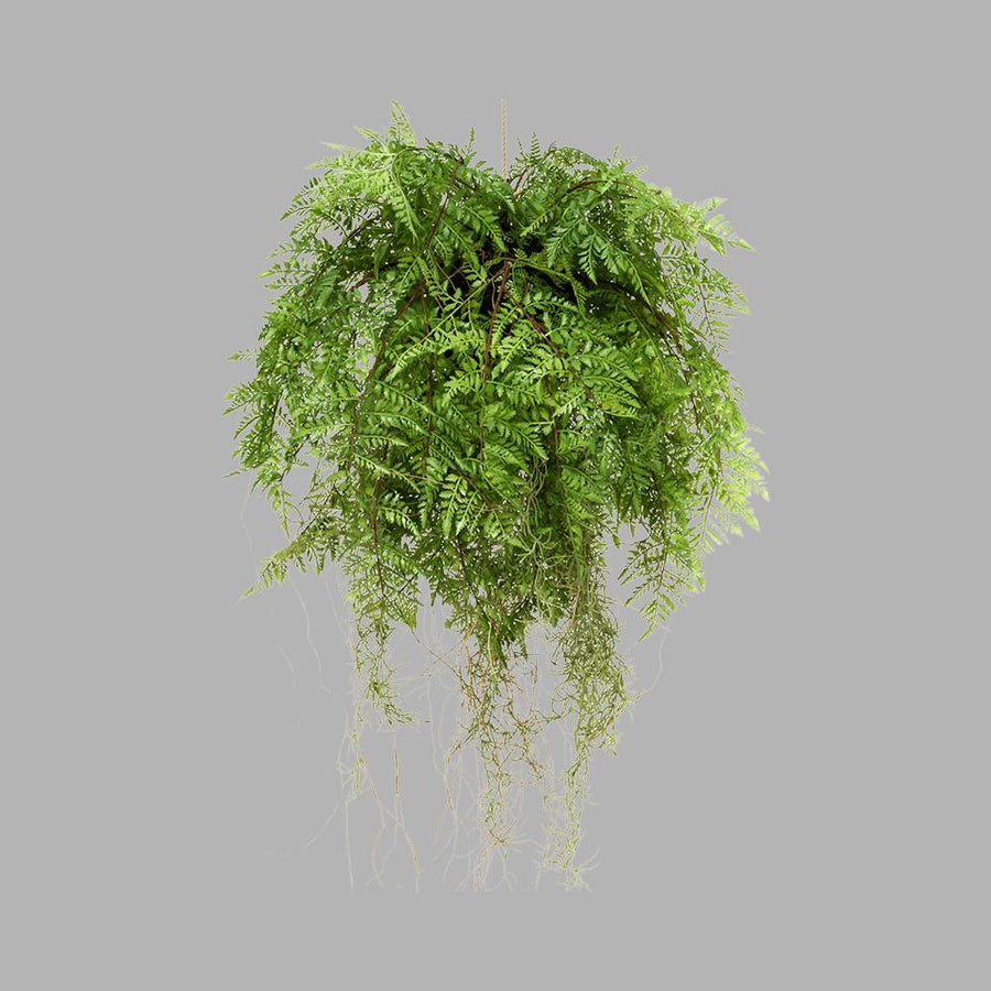 Élethű megjelenésű, 55 cm hosszú, függeszthető kialakítású, páfrány műnövény dekoráció