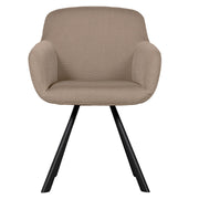 Kortárs stílusú, fekete fémvázas étkezőszék, bézs színű, kötött-hálós kárpittal