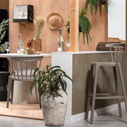 2 darab kortárs, modern stílusú, bézs színű, műanyag kerti bárszék