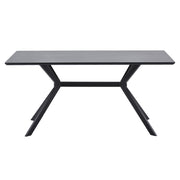 Kortárs stílusú, matt fekete színű fém étkezőasztal magas minőségű, fekete színű MDF asztallappal