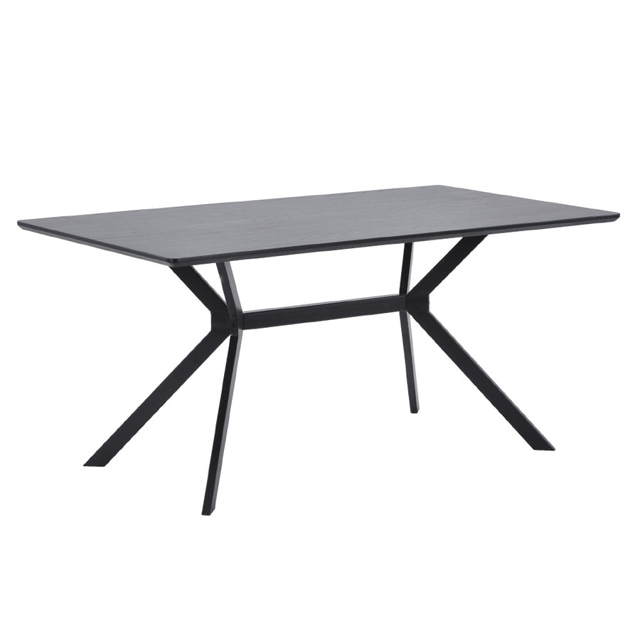 Kortárs stílusú, matt fekete színű fém étkezőasztal magas minőségű, fekete színű MDF asztallappal