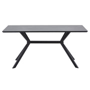 Kortárs stílusú, matt fekete színű fém étkezőasztal magas minőségű, fekete színű MDF asztallappal