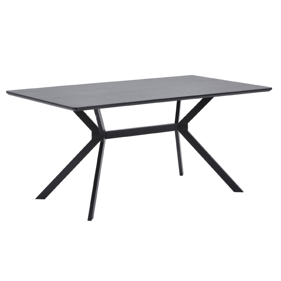 Kortárs stílusú, matt fekete színű fém étkezőasztal magas minőségű, fekete színű MDF asztallappal