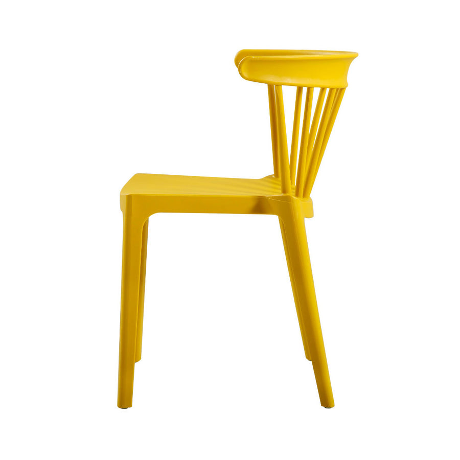 2 darab kortárs, modern stílusú, citromsárga színű, műanyag kerti szék