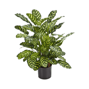 Élethű, 78 cm magas, zebralevél műnövény fekete színű műanyag kaspóban