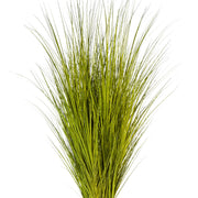 Zöld színű, mű japánfű bokor, fekete műanyag kaspóban