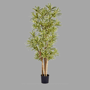 Élethű megjelenésű, mű sárkányfa, fekete színű műanyag cserépben