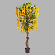 Élethű, citromsárga színű mű lilaakác fa valódi fából készült, indaszerű törzzsel