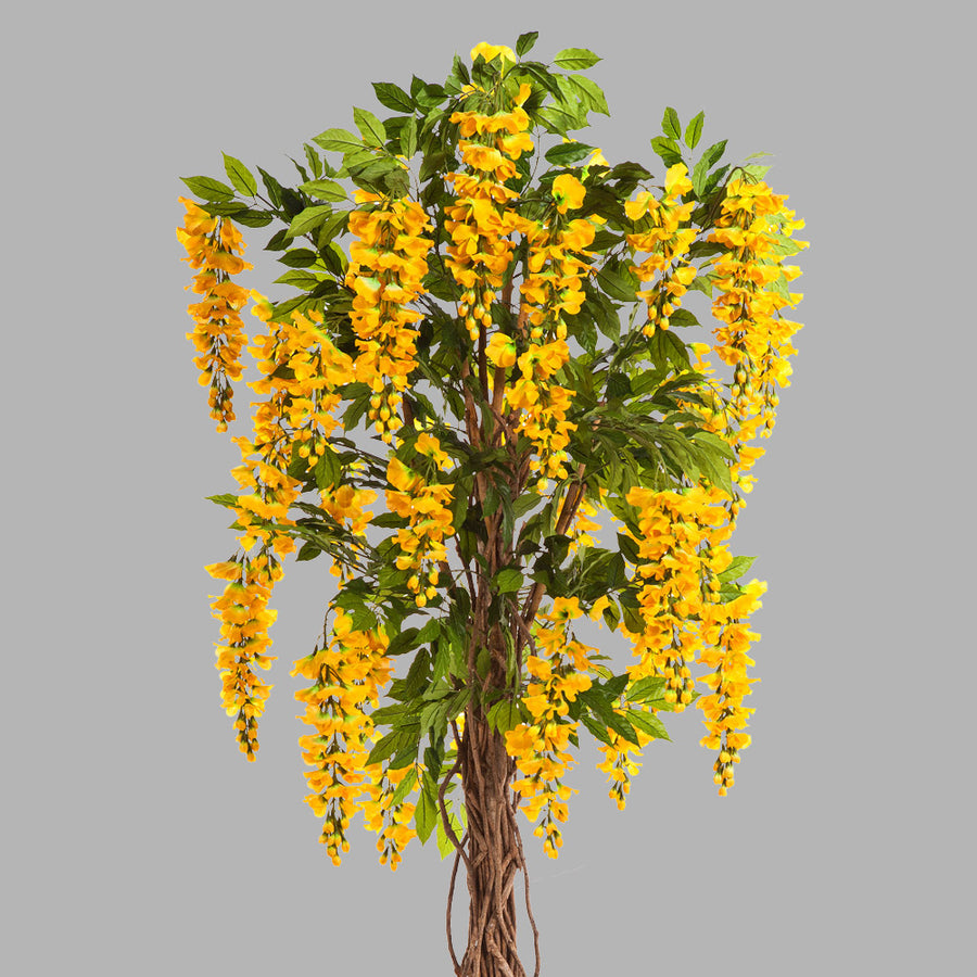 Élethű, citromsárga színű mű lilaakác fa valódi fából készült, indaszerű törzzsel