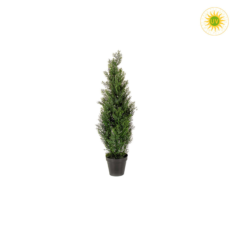 UV-álló, 90 cm magas mű cédrus tuja műnövény fekete, műanyag cserépben