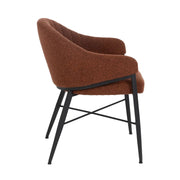 Kortárs stílusú, fekete színű fém étkezőszék salakvörös színű, poliészter kárpitozással