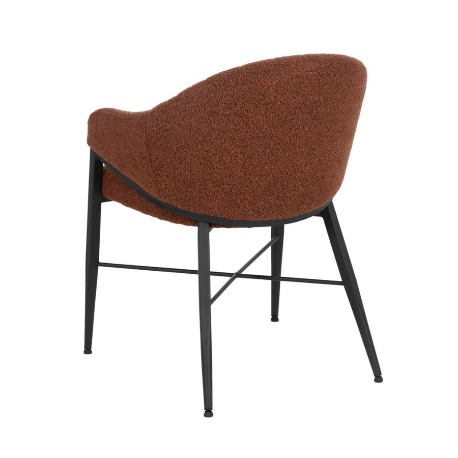 Kortárs stílusú, fekete színű fém étkezőszék salakvörös színű, poliészter kárpitozással