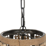 Natúr színű, tölgyfa gyöngysorokkal díszített függeszték lámpa.