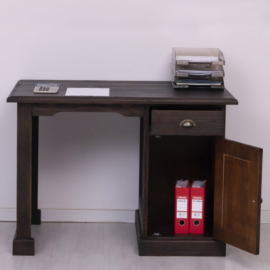 Maison tömör fenyőfa íróasztal sötétbarna felületkezeléssel