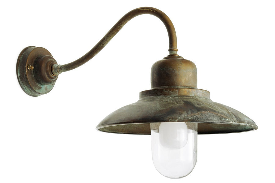 Loft stílusú, rézből készült falikar lámpa üvegbúrával