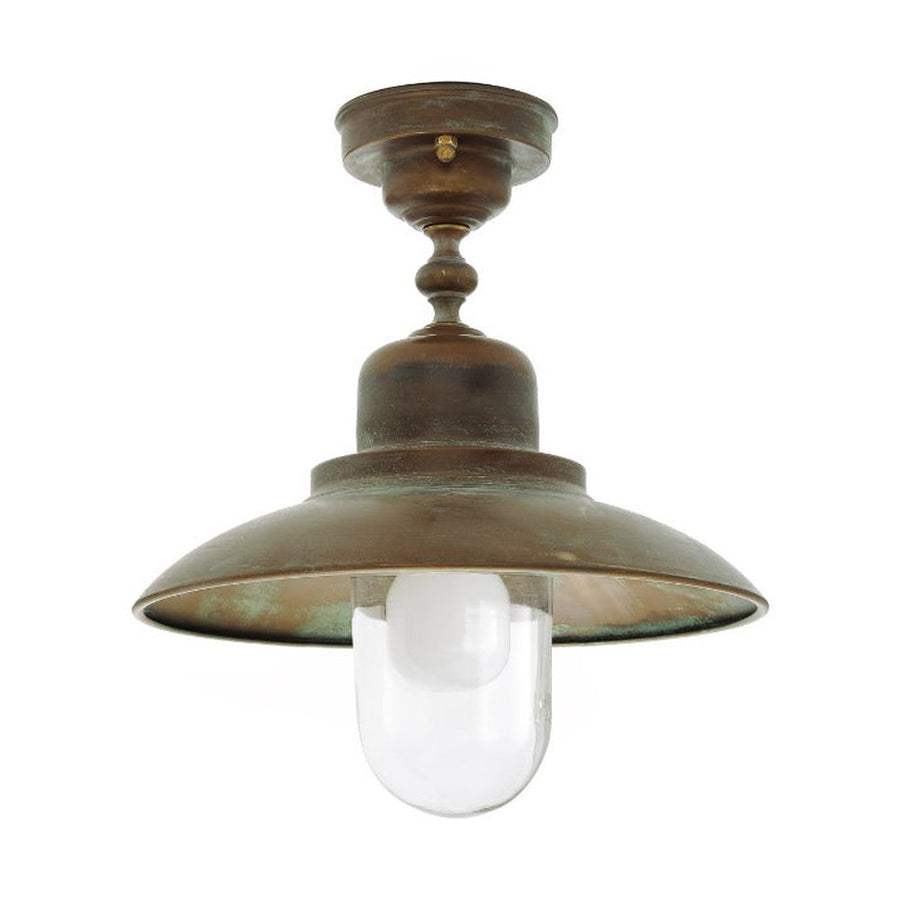 Loft stílusú, rézből készült mennyezeti lámpa üvegbúrával