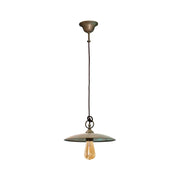 Moretti Luce Trasimeno loft stílusú tömör réz függeszték 30 cm-es tányérszerű árnyékolóval és szabadon látható fényforrással