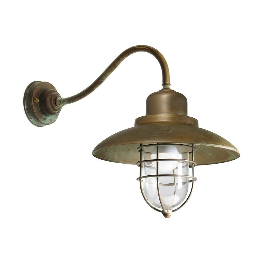 Loft stílusú, rézből készült falikar lámpa üvegbúrával