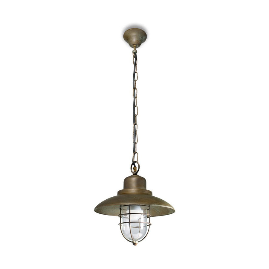 Loft stílusú, rézből készült függeszték lámpa fémrácsos üvegbúrával