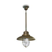 Loft stílusú, rézből készült függeszték lámpa fémrácsos üvegbúrával