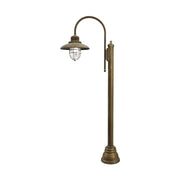 Loft stílusú, rézből készült, 155 cm magas kandeláber fémrácsos üvegbúrával