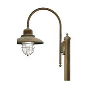 Loft stílusú, rézből készült, 270 cm magas kandeláber egy darab fémrácsos üvegbúrával