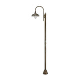 Atelier vintage egy lámpás réz kültéri kandeláber 270 cm magas kivitelben, ívelt lámpakarral