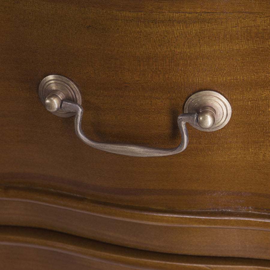 tömör mahagónifából készült klasszikus koloniál stílusú, kézműves fiókos komód