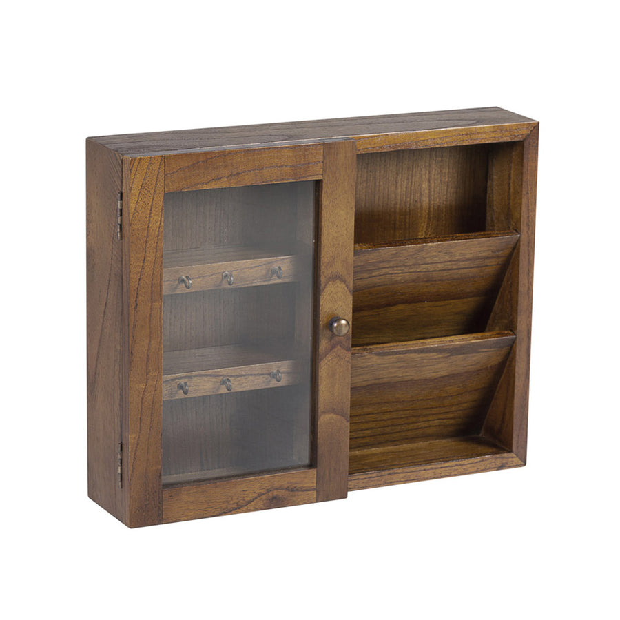 Loft stílusú, mindifából készült, kulcstartó szekrény levéltartó rekeszekkel 