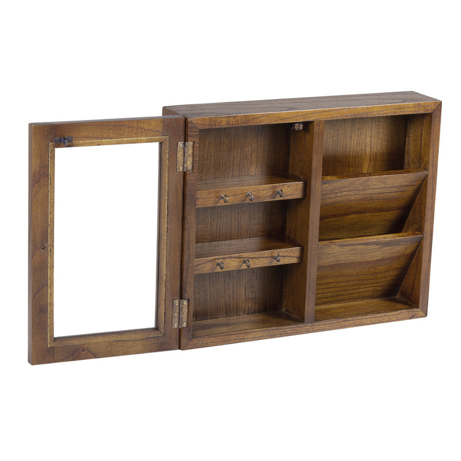 Loft stílusú, mindifából készült, kulcstartó szekrény levéltartó rekeszekkel 