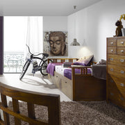 Loft stílusú, mindifából készült, egyszemélyes ágy, kihúzható vendégággyal