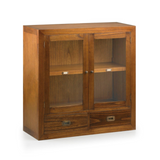 Loft stílusú, mindifából készült moduláris polcrendszer vitrin eleme.