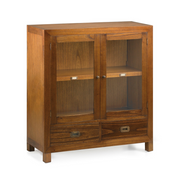 Loft stílusú, mindifából készült moduláris polcrendszer vitrin eleme.