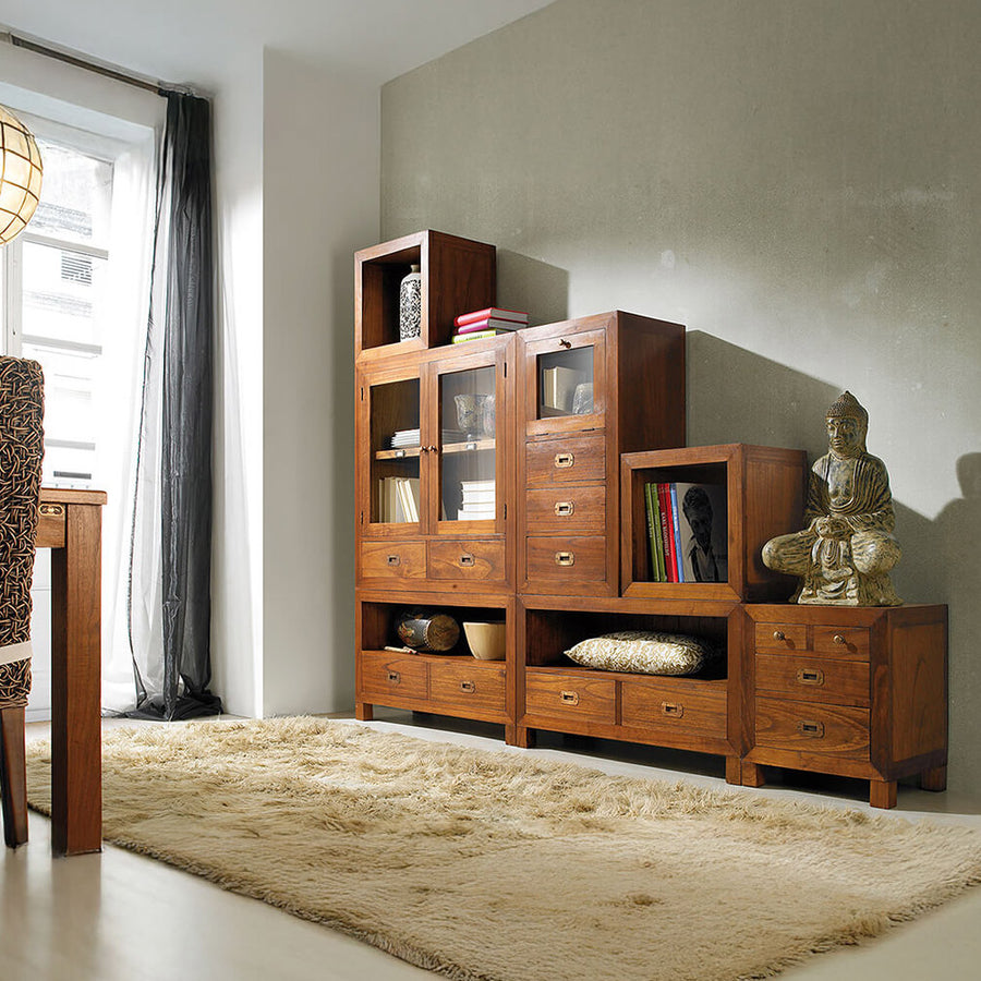 Loft stílusú, tömör mindifából készült, kézműves TV szekrény 