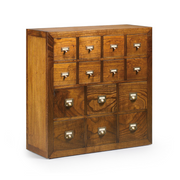 Loft stílusú, mindifából készült tömörfa fiókos tároló 