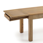 Tömör mindifából készült, modern-loft stílusú, bővíthető étkezőasztal