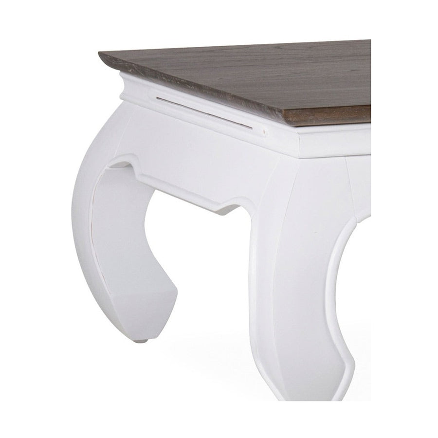 Modern-vidéki stílusú, tömör mindifából készült, kézműves dohányzóasztal 