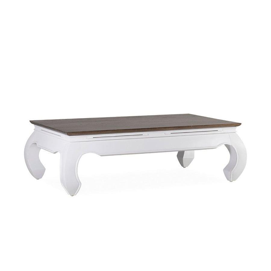 Modern-vidéki stílusú, tömör mindifából készült, kézműves dohányzóasztal 